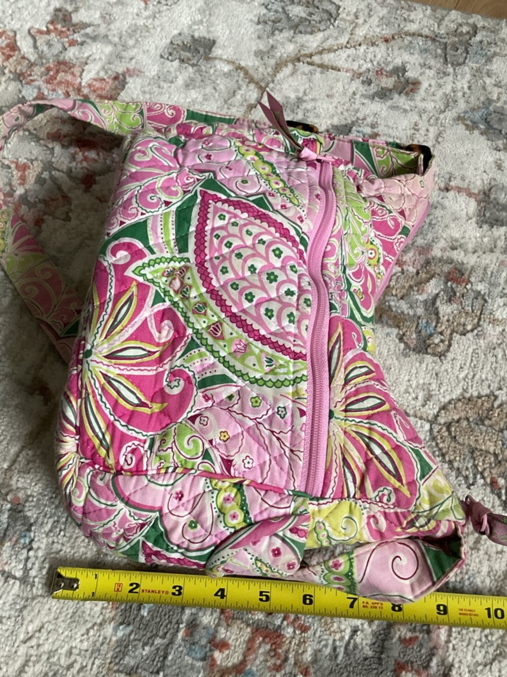 Vera Bradley Pink and Green Quilted Paisley Shoulder Bag - Picture 11 of 12